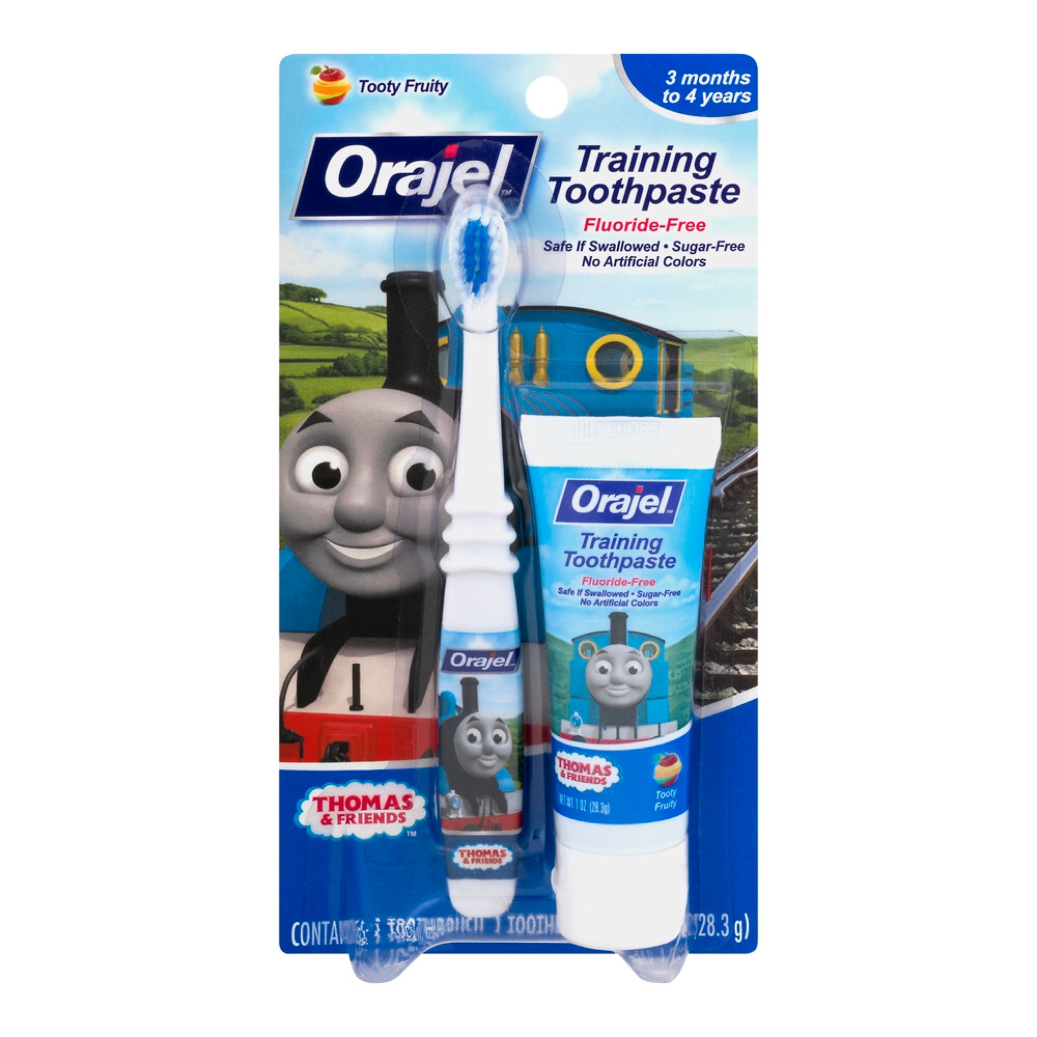 ชุดแปรงสีฟันและยาสีฟันปลอดสารพิษ Orajel Baby Thomas Training Toothpaste & Brush - Tooth & Gum Cleanser