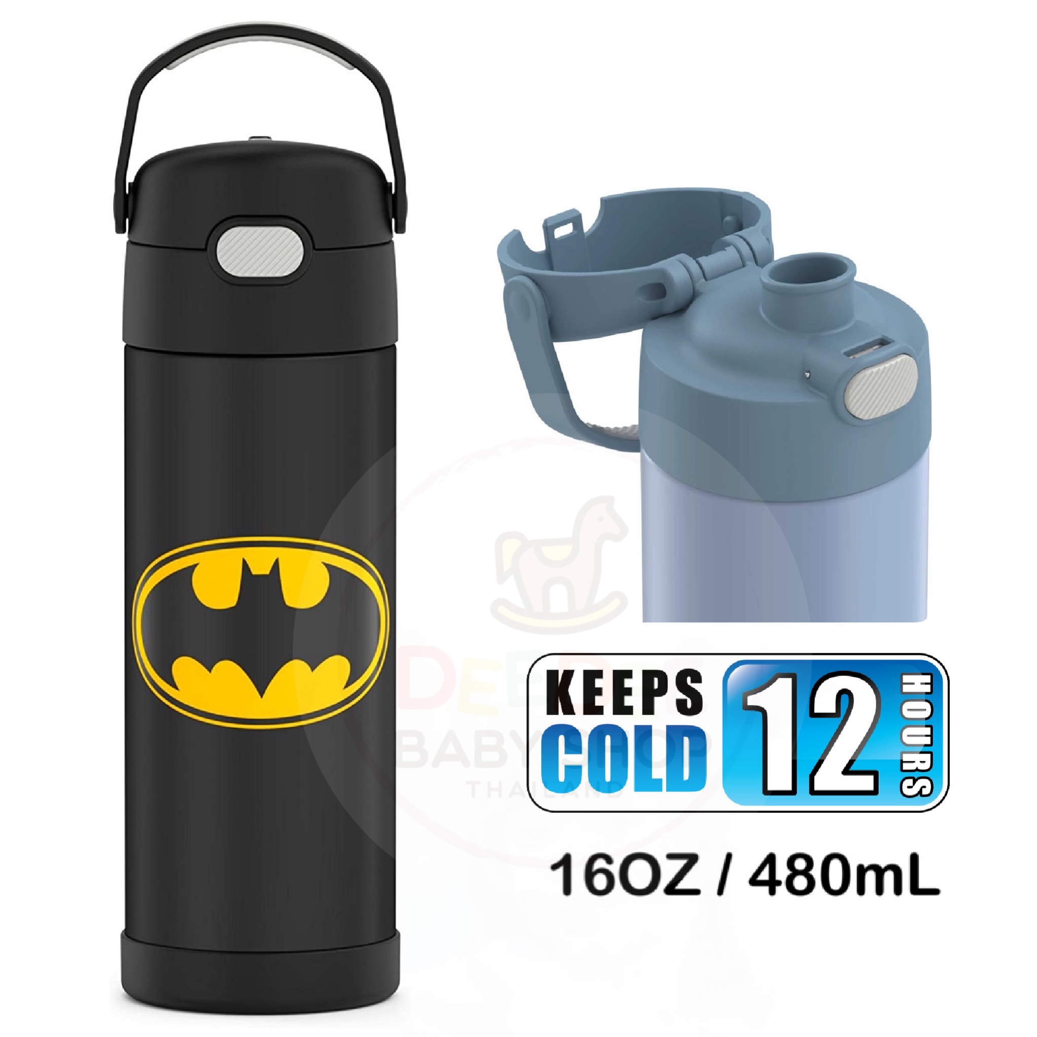 กระติกน้ำสเตนเลสรักษาอุณหภูมิ Thermos Batman FUNtainer Vacuum Insulated Stainless Steel Bottle 16OZ with Bali Handle