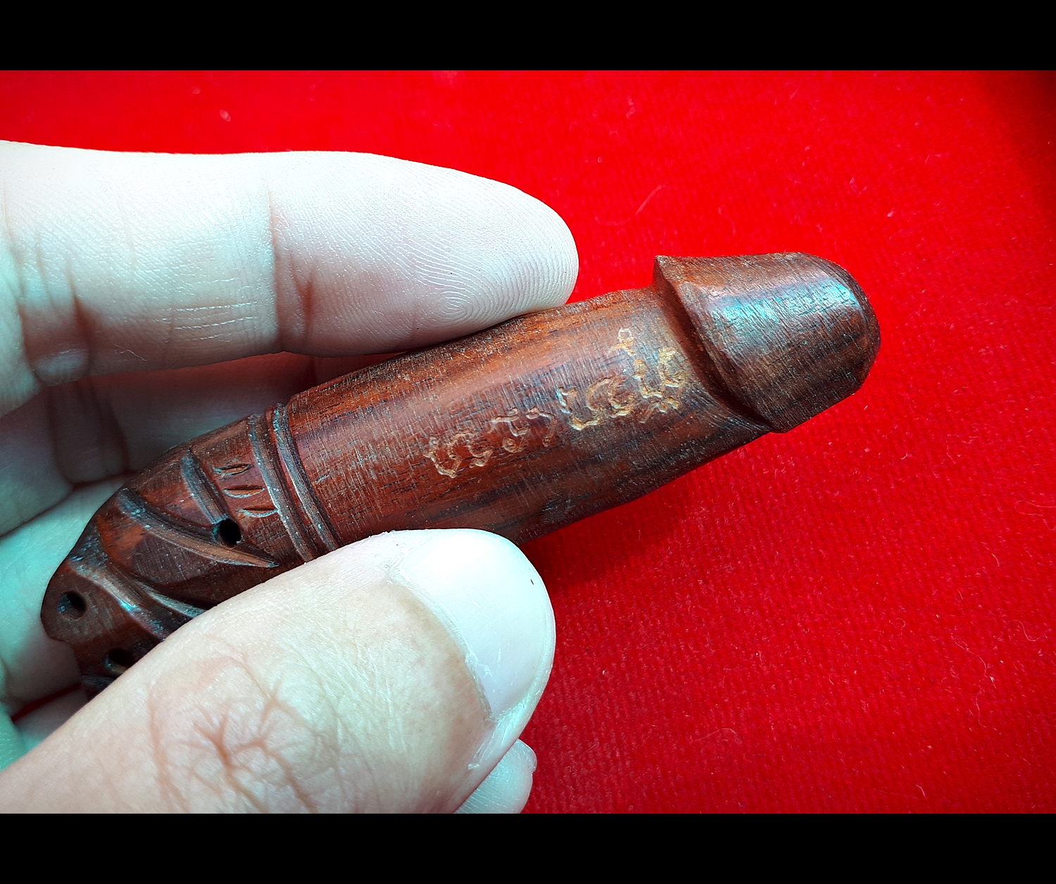 ปลัดขิกหัวเสือ มีกริ่ง ไม้มะค่า รุ่นแรก หลวงพ่อหนุน วัดพุทธโมกข์