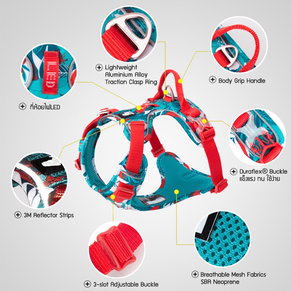 C154 TRUELOVE TH Harness: ปลอกคอรัดอกสุนัข สวย เท่ ดูดี แข็งเเรง ป้องกันอันตรายจากการกระชาก TRUELOVE Pet