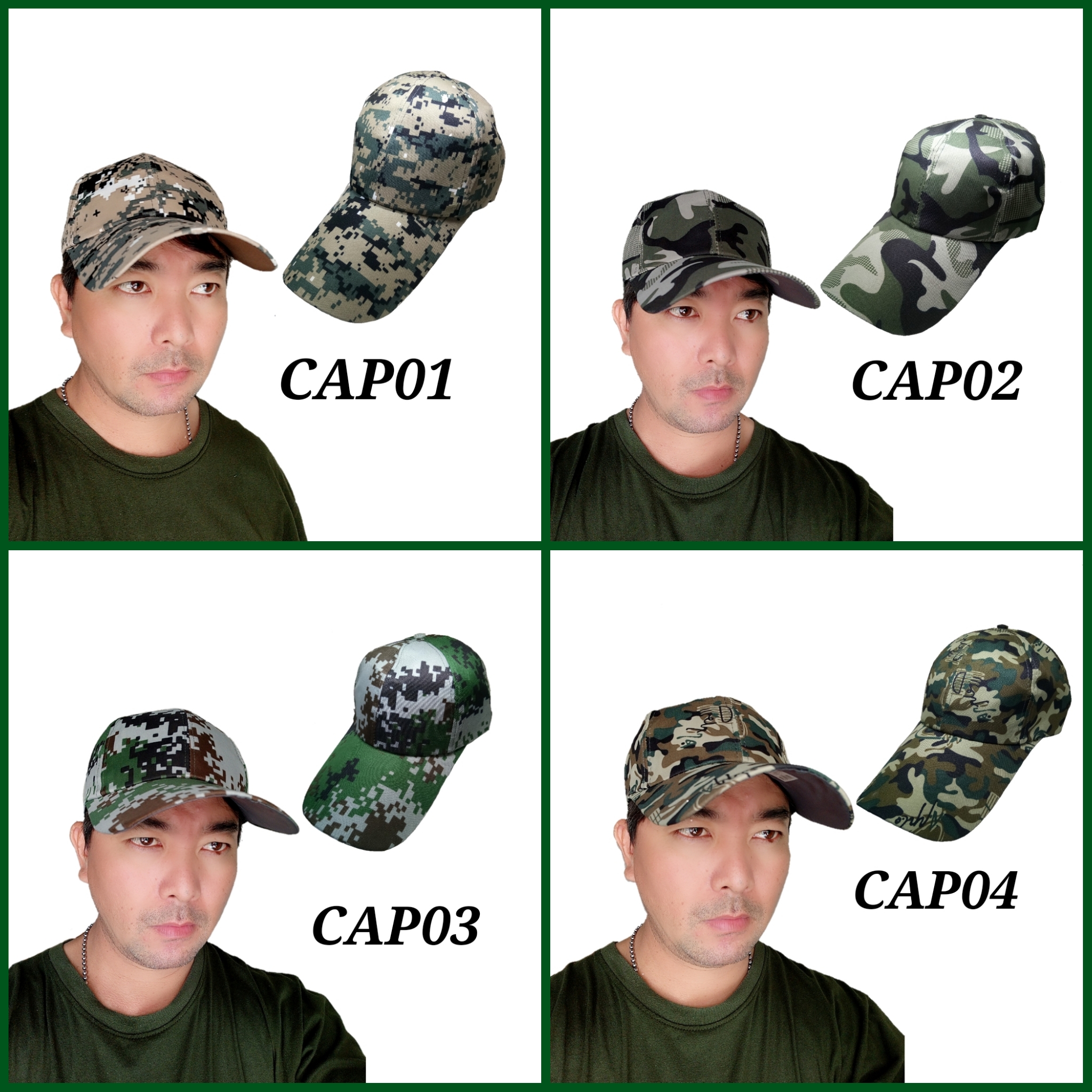 หมวกแก๊ปลายทหาร หมวกเบสบอล หมวกลายพราง