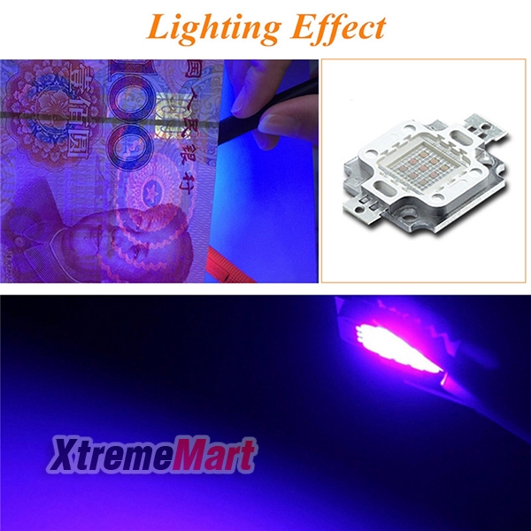 หลอด UV 10W LED High Power Light 395 - 400nm แสงสีม่วง (Ultra Violet)