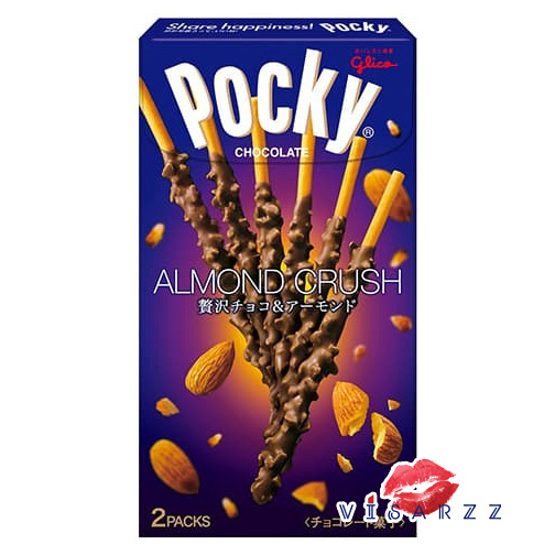 (Almond Crush) Glico Pocky ป๊อกกี้ กูลิโกะ จากประเทศญี่ปุ่น Japan 1 กล่องมี 2 ซอง บิสกิตแท่งเคลือบหลากหลายรสชาด