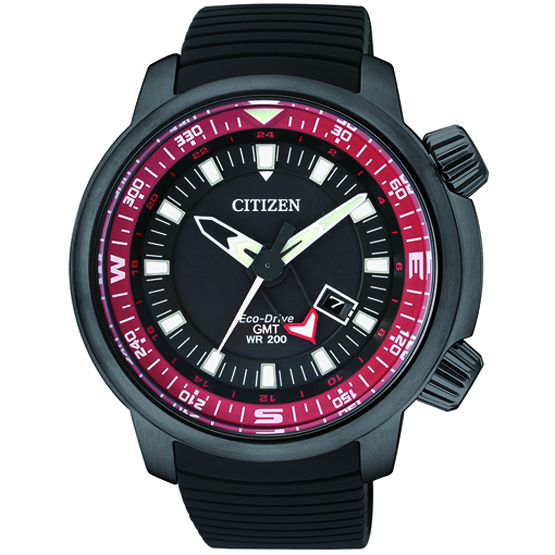 Men's Black Citizen Eco-Drive GMT Diver's Watch BJ7085-09E
