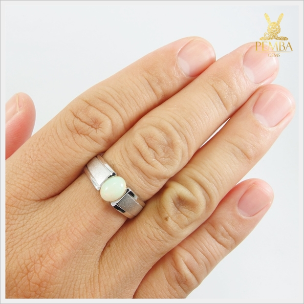 แหวนโอปอลแท้ เงินแท้ ชุบทองคำขาว อัญมณีแห่งศิลปะ แหวนพลอยแท้