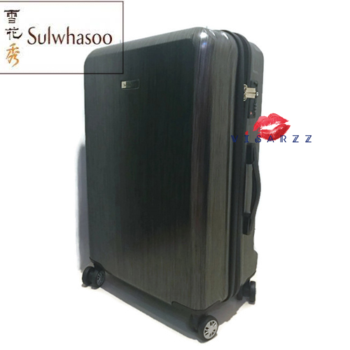 สินค้าพรีเมี่ยม Sulwhasoo กระเป๋าเดินทางไฟเบอร์ 24" 4 ล้อลากได้ 360องศา ลายริ้วสีเทา นำหนักเบา ด้านในเป็นซิปแบ่งช่องเก็บของให้เป็นสัดส่วนอย่างดี จุของได้เยอะ