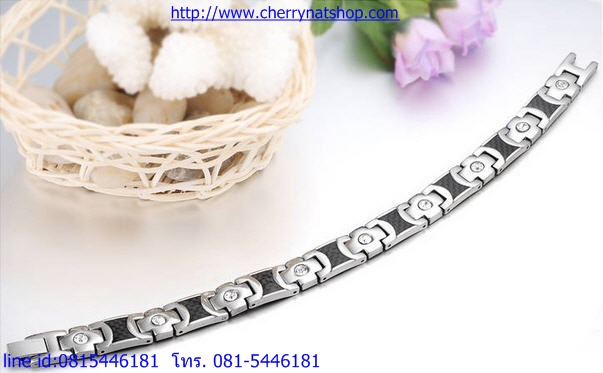 พร้อมส่งสร้อยข้อมือแม่เหล็กเพื่อสุขภาพ สร้อยข้อมือไทเทเนียมเจอรเมเนียม รุ่นCE