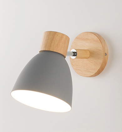 โคมไฟ Nordic ถ้วยแก้ว หัวไม้ Wall lamp