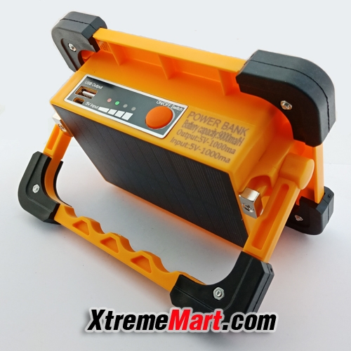 ไฟฉายสปอร์ตไลท์ 30W + Solar Cell สว่าง 750 ลูเมน COB LED 4 โหมด Portable multifunction Spotlight