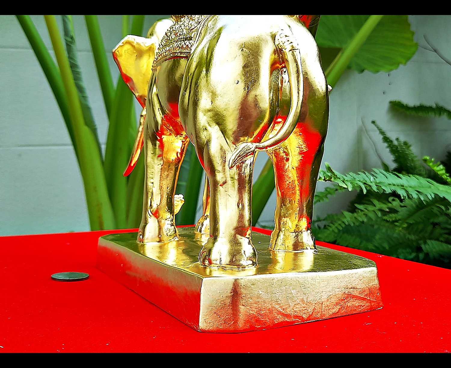 รูปหล่อ ปู่พระฤาษี ประทับทรงช้าง(พญาช้างสาร) ถือไม้เท้า กระดานชนวน (พระพฤหัสบดี แห่ง สติปัญญา บรมครูของทุกสรรพศาสตร์วิชา(เป็นหัวหน้าของปู่ฤาษี108ตน)) (ขนาดใหญ่ ตั้งบูชา สูง14นิ้ว ยาว9นิ้วครึ่ง ลึก4นิ้วครึ่ง) เนื้อโลหะทองเหลือง ปิดทองแท้ ปี2564 #รับประกันแ