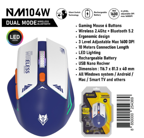 NUBWO NM104W Wireless Bluetooth เมาส์เกมส์มิ่งไร้สาย wireless mouse (เมาส์ไร้สาย)