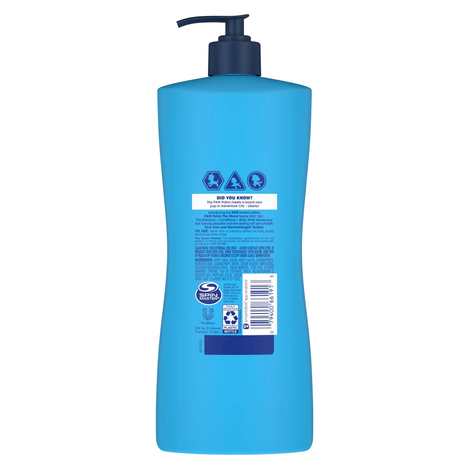 แชมพูผสมครีมนวดผมและสบู่เหลวสำหรับเด็ก Suave Kids Paw Patrol The Movie 3-in-1 Shampoo, Conditioner & Body Wash