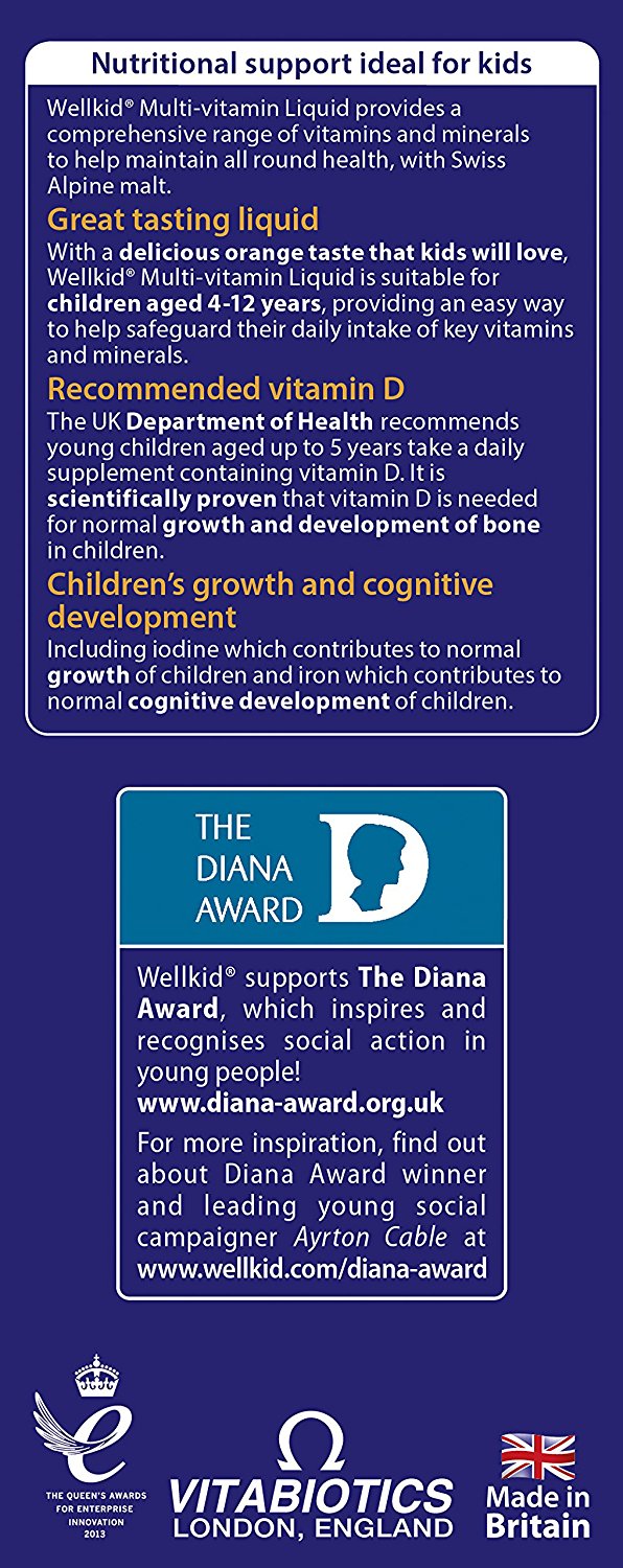 วิตามินรวมสำหรับเด็กชนิดน้ำ Vitabiotics WellKid Multi-Vitamin Liquid