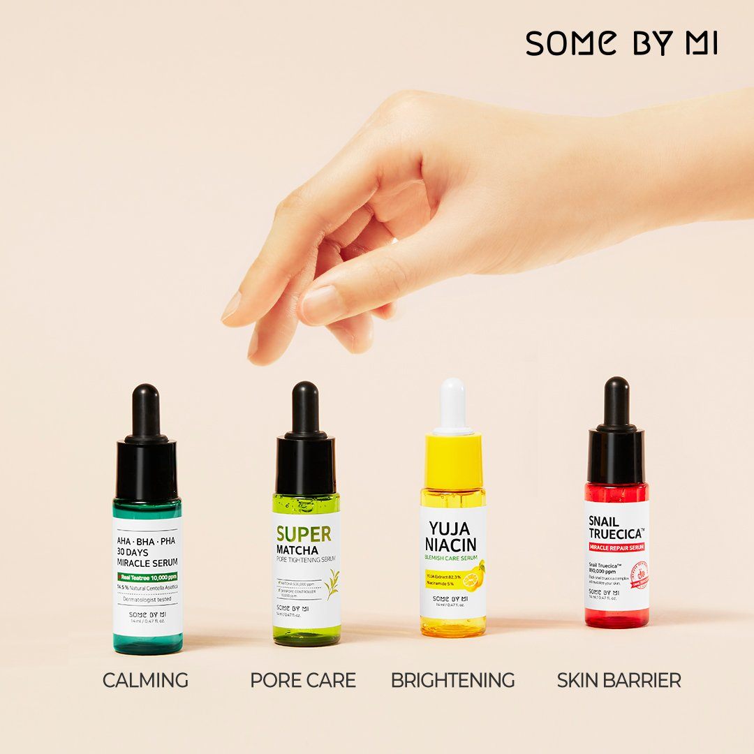 Some by Mi Total Care Serum Trial Kit ซัมบายมิ เซทรวมเซรั่มขายดีของแบรนด์ Miracle/Matcha/Yuja/Snail เพื่อรับมือกับปัญหาผิวอย่างรอบด้าน ใช้ร่วมกันหรือแยกกันก็ได้