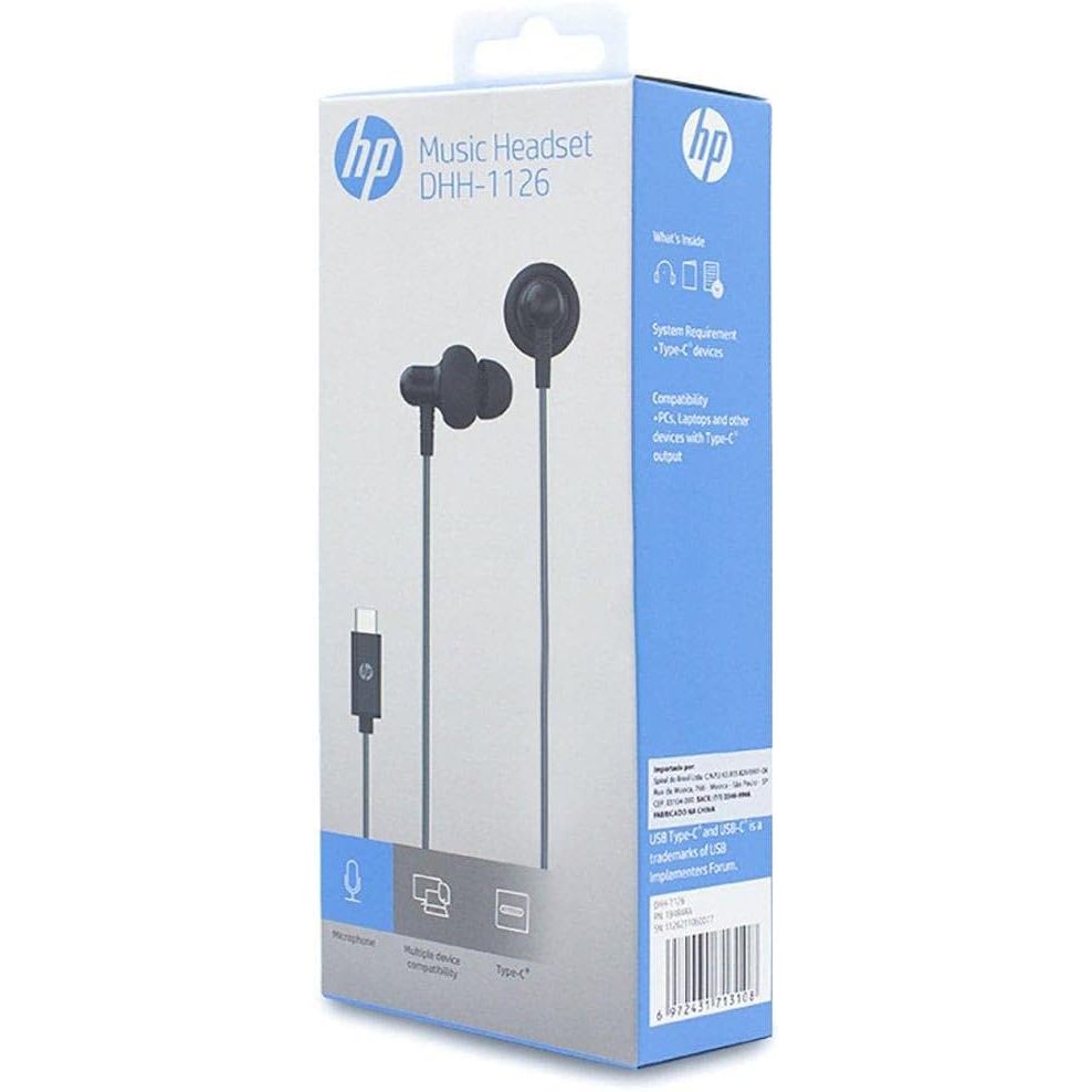 HP in-Ear Earbud Headphones, Black (DHH-1126) Wired type C earphone