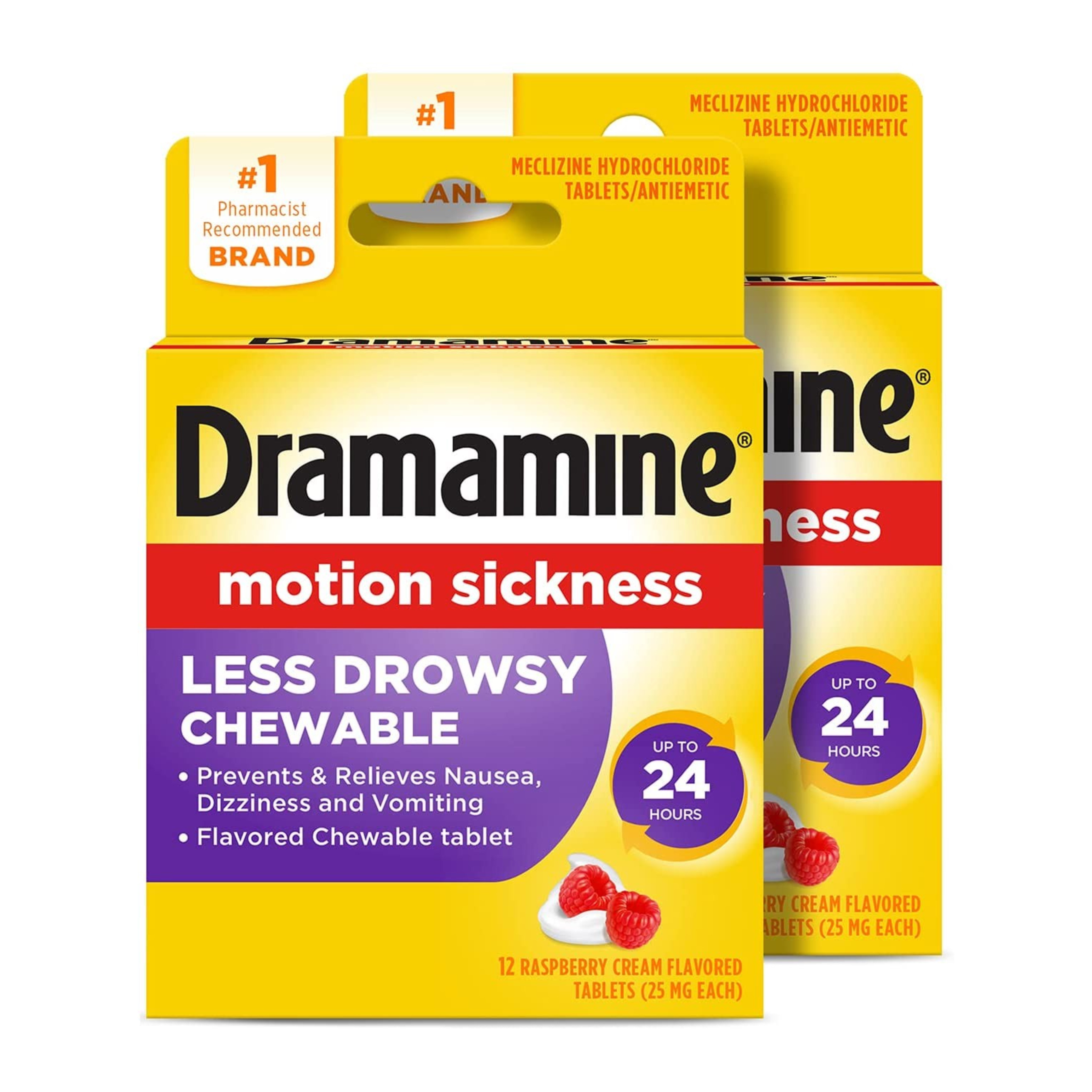 ยาบรรเทาอาการวิงเวียนจากการเดินทางชนิดเคี้ยว Dramamine Motion Sickness Relief - All Day Less Drowsy Chewable Formula