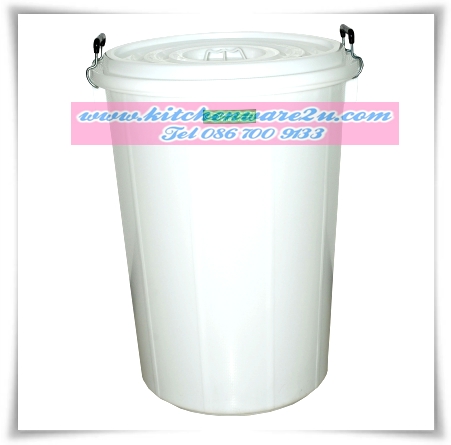 P06450 ถังน้ำ+ฝา สีขาว (40 แกลอน) ขนาด 58*58*75 ซม.ความจุ 120 ลิตร หูเหล็ก No.40PN (ราคาส่งต่อ 1 มัด: 4 ใบ:เฉลี่ย 550 บต่อใบ)