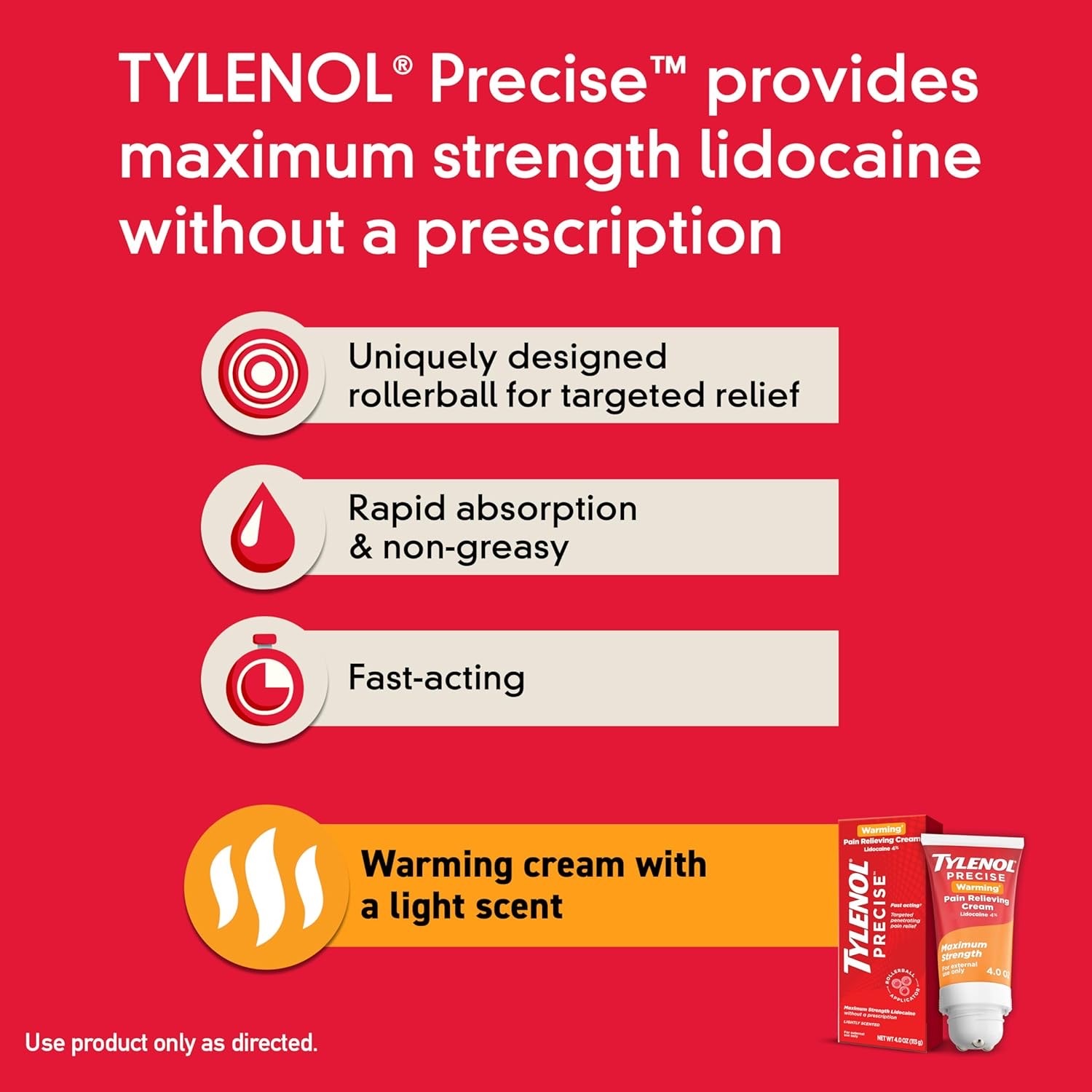 ลูกกลิ้งบรรเทาอาการปวดสูตรเย็น TYLENOL PRECISE Warming Pain Relieving Cream