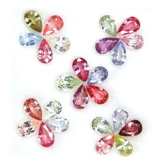 Pear Fancy Sapphire พลอยแฟนซีหยดน้ำ 5x3มิล จัดเซ็ท 25 เม็ด หนัก 6.16 กะรัต หลากหลายสี Multi Color เนื้อดี สีสวยงามทั้งอ่อน เข้ม ปนๆกัน