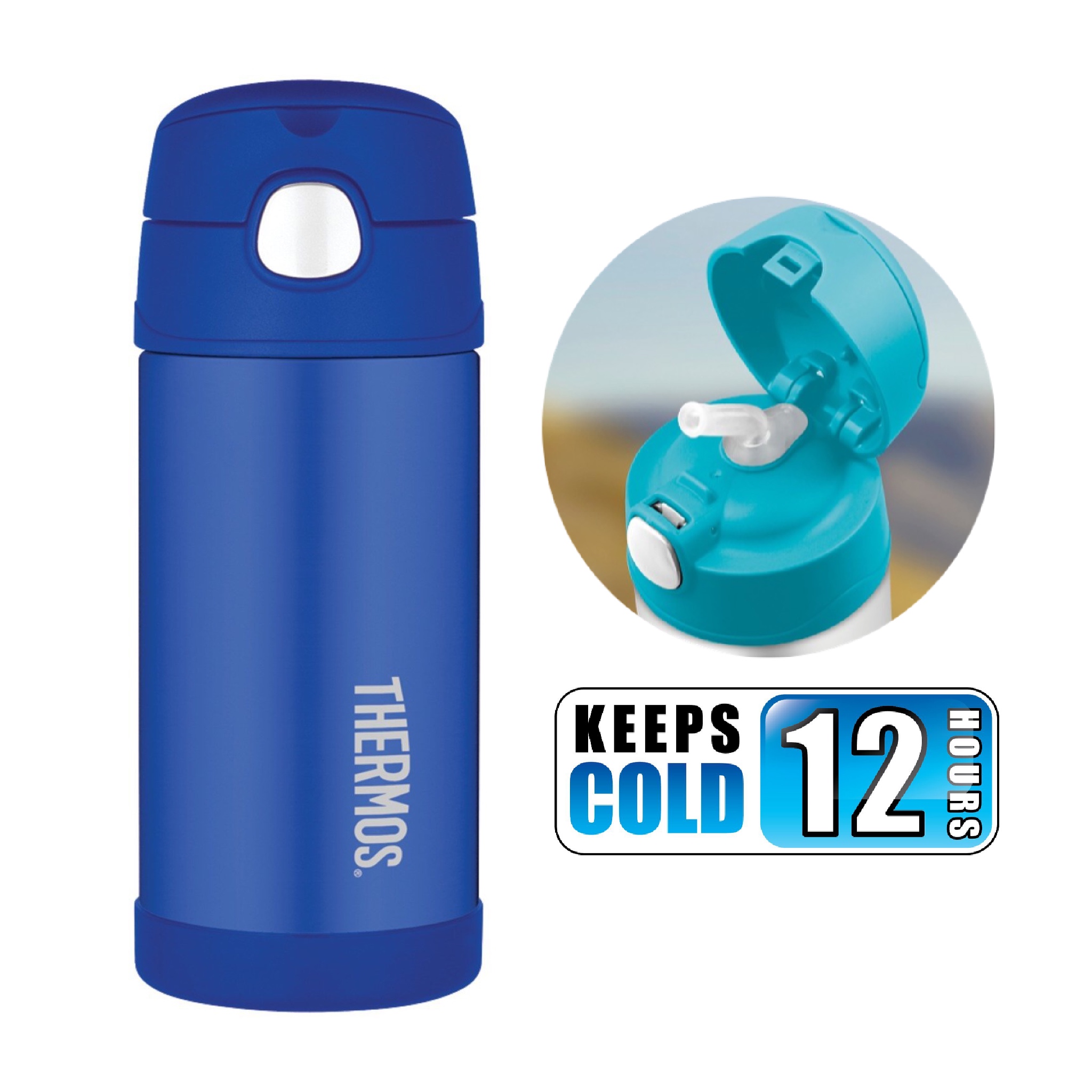 กระติกน้ำสเตนเลสรักษาอุณหภูมิ Thermos FUNtainer Vacuum Insulated Stainless Steel Bottle 12OZ (Blue)