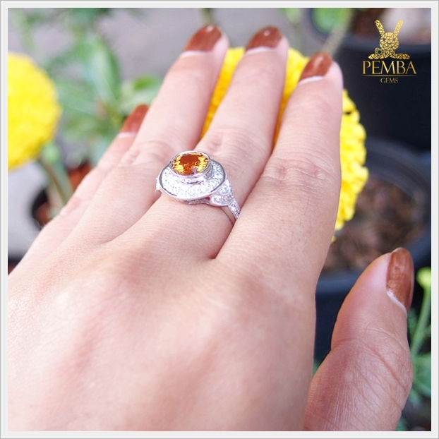 แหวนพลอยเพทายเหลือง สวยงามดั่งบุษราคัม เงินแท้925 แหวนพลอยแท้