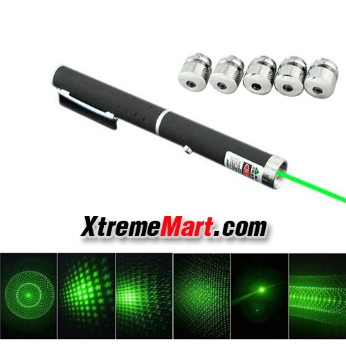 ปากกาเลเซอร์แสงสีเขียว 5 หัว ถอดเปลี่ยนได้ 5 in 1 Green Lasre Pointer