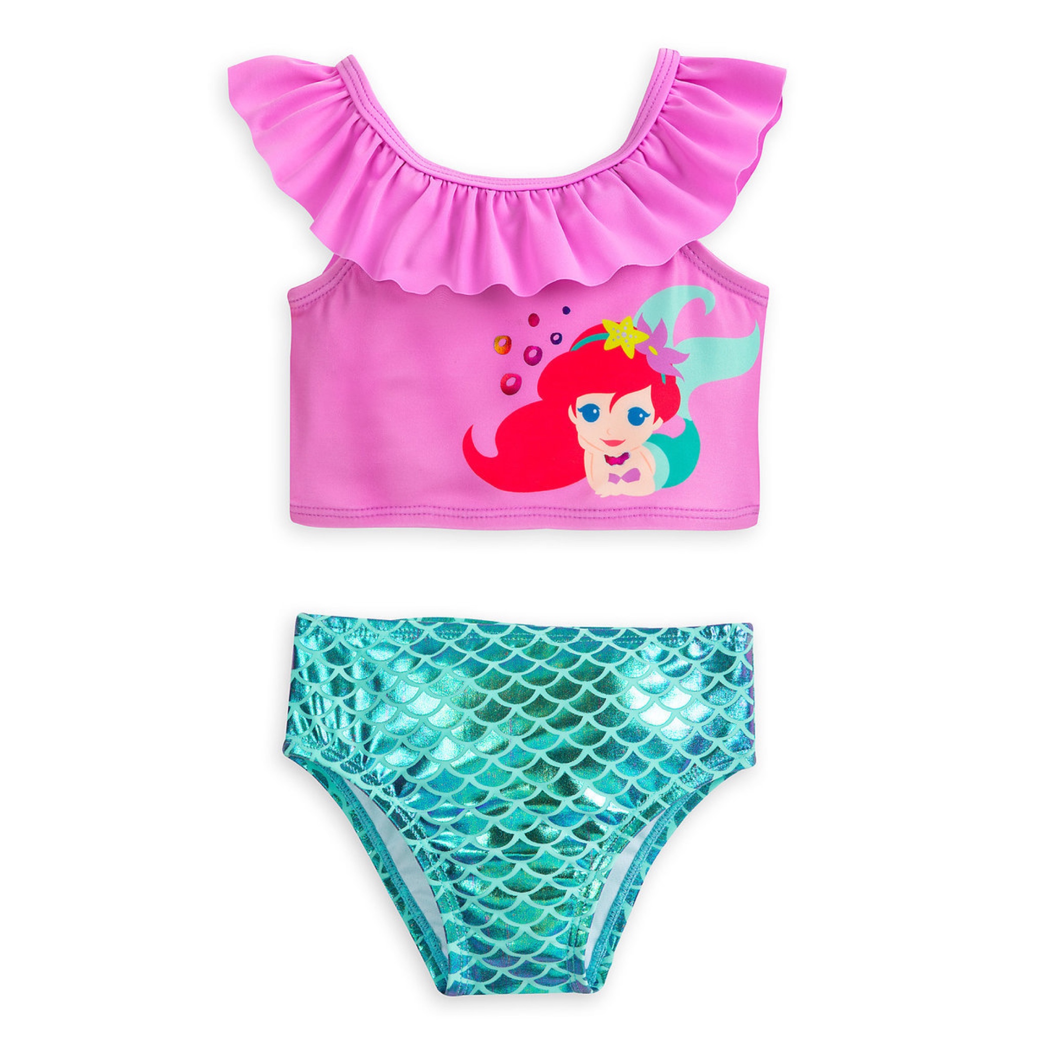 ชุดว่ายน้ำแบบทูพีซป้องกันรังสี UV สำหรับทารกและเด็กเล็ก Disney Two-Piece Swimsuit for Baby (Ariel The Little Mermaid)