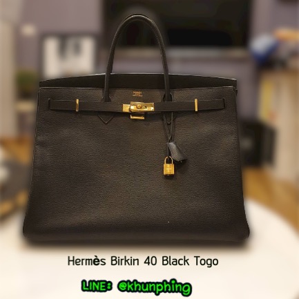 กระเป๋าของแท้ Hermes Birkin 40 Black Togo GHW
