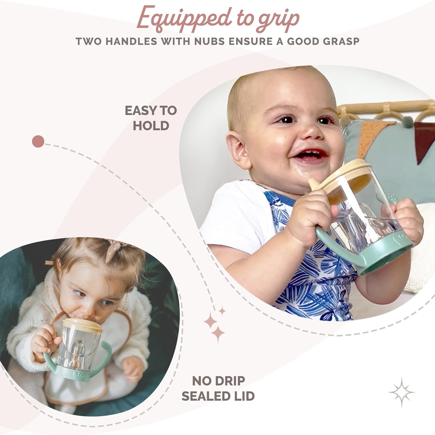 แก้วหัดดื่มยีราฟโซฟีปลอดสารพิษ Vulli Sophie la Girafe Non-Drip Cup Mascotte (Beige / Khaki)