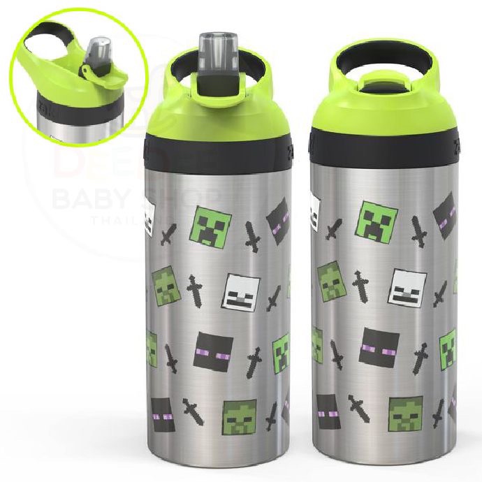 กระติกน้ำเสตนเลสสำหรับเด็ก Zak! Minecraft 19.5 Oz. Stainless Steel Water Bottle