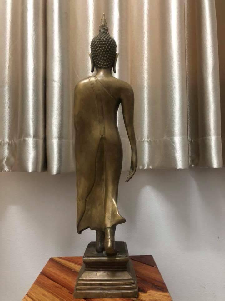 รูปหล่อ พระพุทธรูป ปาง ลีลา ประทานพร เนื้อโลหะทองเหลือง (สูง27นิ้ว)