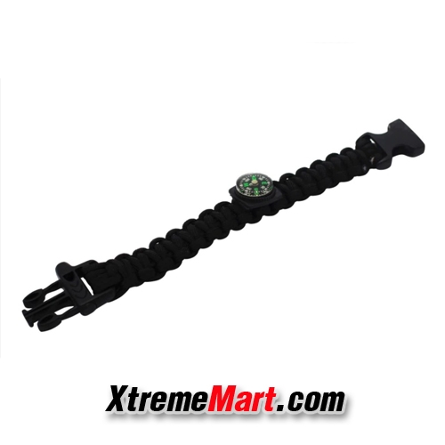 กำไลเชือกรัดข้อมือ สายรัดข้อมือ Paracord ช่วยชีวิต/กู้ภัย พร้อมเข็มทิศ Paracord Survival Bracelet Compass Fire Starter (สีเขียว)