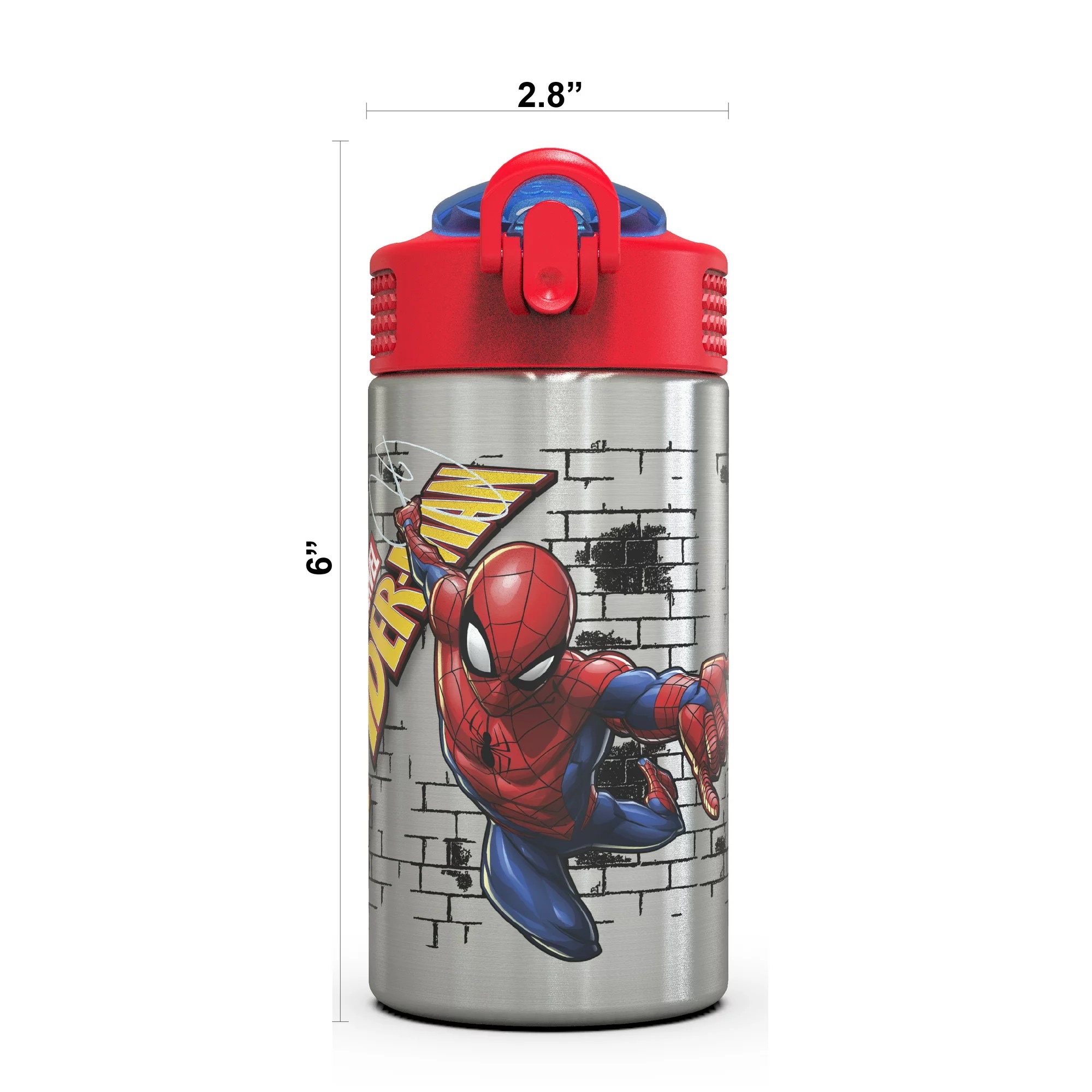 กระติกน้ำสเตนเลสพร้อมหลอดดื่ม Zak! Spider-Man 16 Oz. Stainless Steel Water Bottle (Classic)