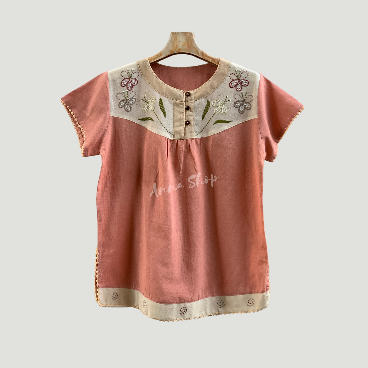เสื้อผ้าเมืองผู้หญิง เสื้อผ้าอ้อมสาลู เนื้อนุ่มบางเบา สบายตัว สีสันสวยสดใส งานปักถัก ใส่สบายไม่ร้อน งานถักมือ มีให้ 11 สี 5 ไซส์