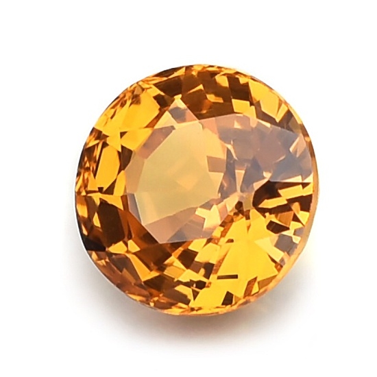 Natural Sapphire พลอยเนื้อแข็ง รูปกลม น้ำหนัก 0.95 กะรัต สีเหลืองส้ม เนื้อสะอาดส่องด้วยกล้องขยายสะอาดไม่มีตำหนิ ไฟเต็มเม็ด