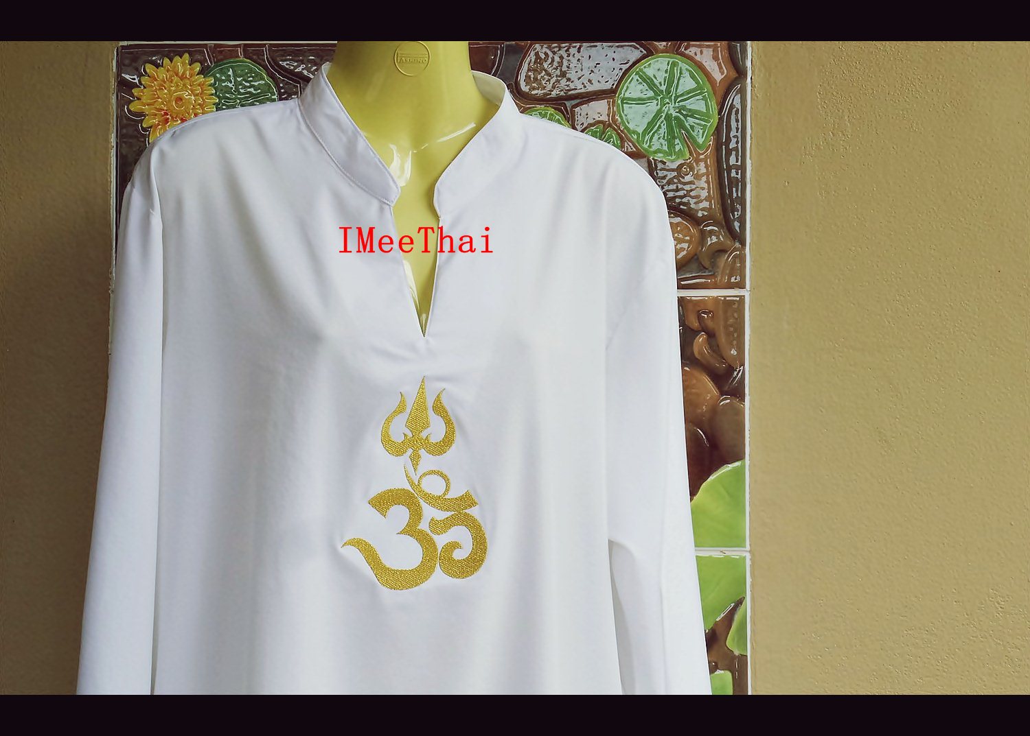 เสื้อขาว โอมตรีศูล พระพิฆเนศ พระศิวะ ปักทอง