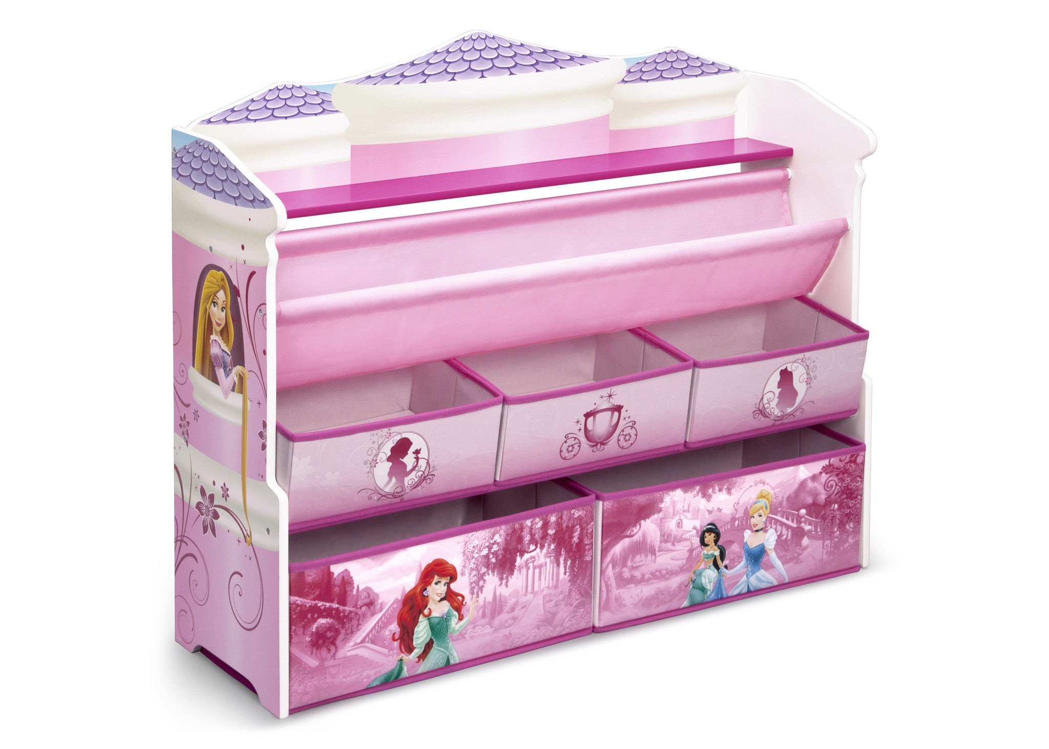 ชั้นวางหนังสือพร้อมกล่องเก็บของเล่นสำหรับลูกน้อย Delta Children Deluxe Book & Toy Organizer (Disney Princess)