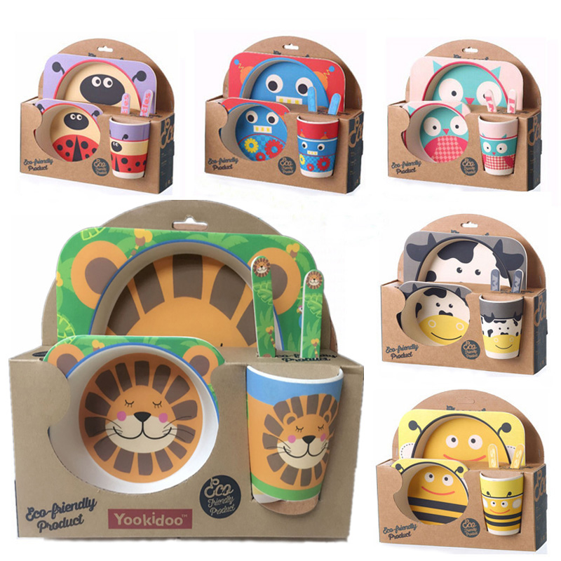 ชุดรับประทานอาหารปลอดสารพิษจากเยื่อไผ่ธรรมชาติ Yookidoo Natural Bamboo Fiber Kid Picnic Set (Beetles)