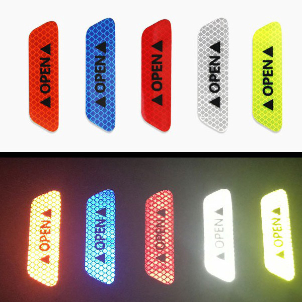 สติ๊กเกอร์สะท้อนแสง open ใช้สำหรับติดรถยนต์แพ็ค 4 ชิ้น