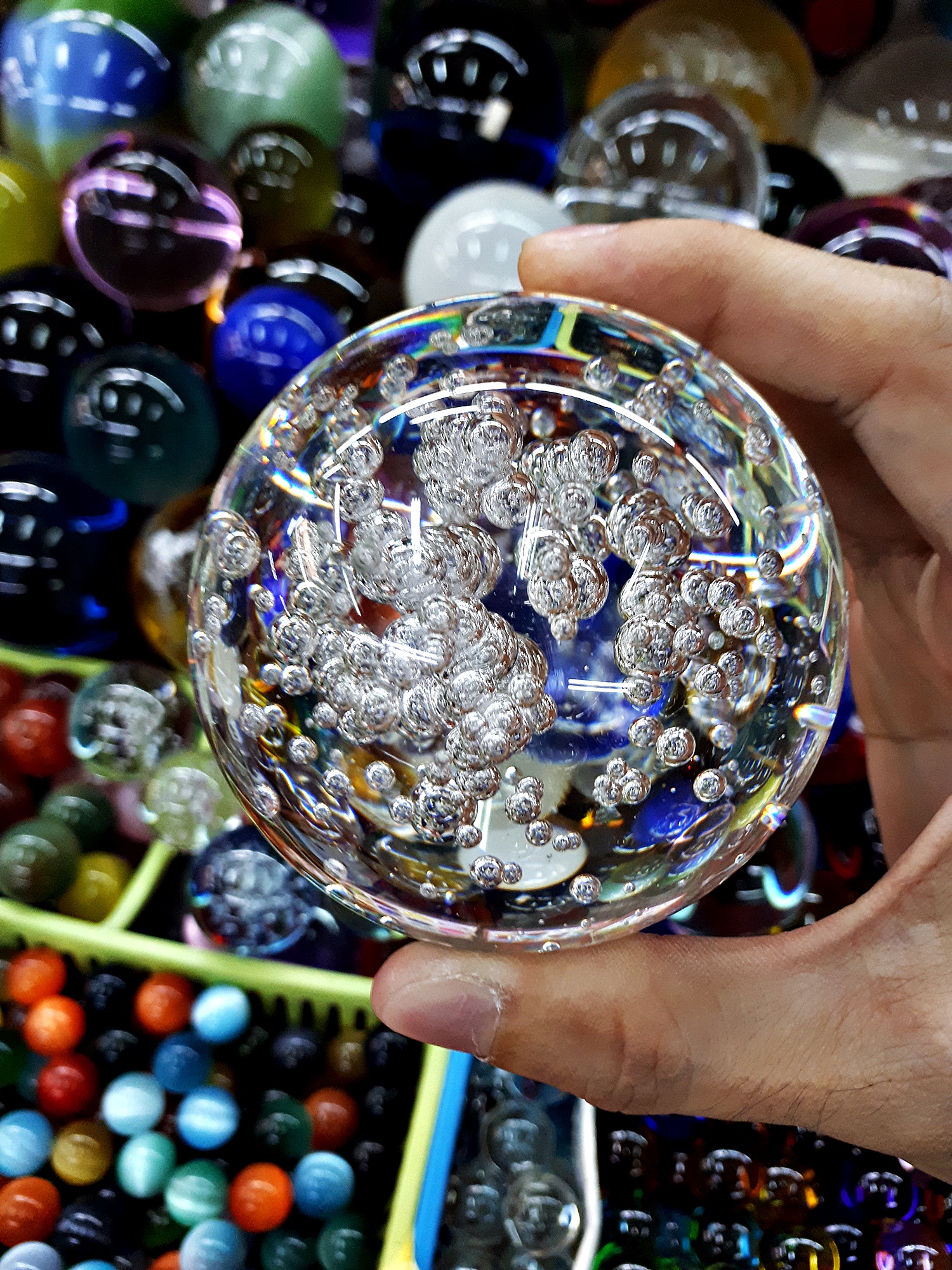 ลูกแก้ว แฟนตาซี ฟองอากาศ สีใส หลายขนาด เล็ก ใหญ่ ขนาด 5ซม 6ซม 8ซม 15ซม 20ซม พร้อมฐาน (ขายปลีก ขายส่ง)