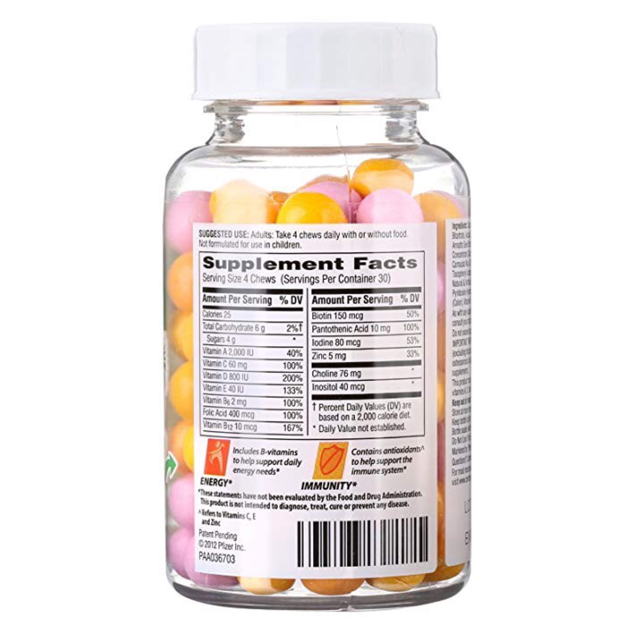 วิตามินรวมเสริมอาหารสำหรับผู้ใหญ่ Centrum FlavorBurst Multivitamin Adult Chews (Tropical Fruit)
