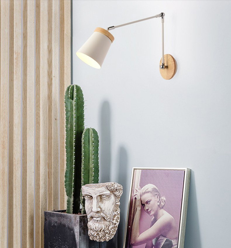 โคมไฟติดผนังติดกำแพงภายในสไตล์โมเดิร์นฐานไม้แขนปรับ 2 Step [WLA-01]