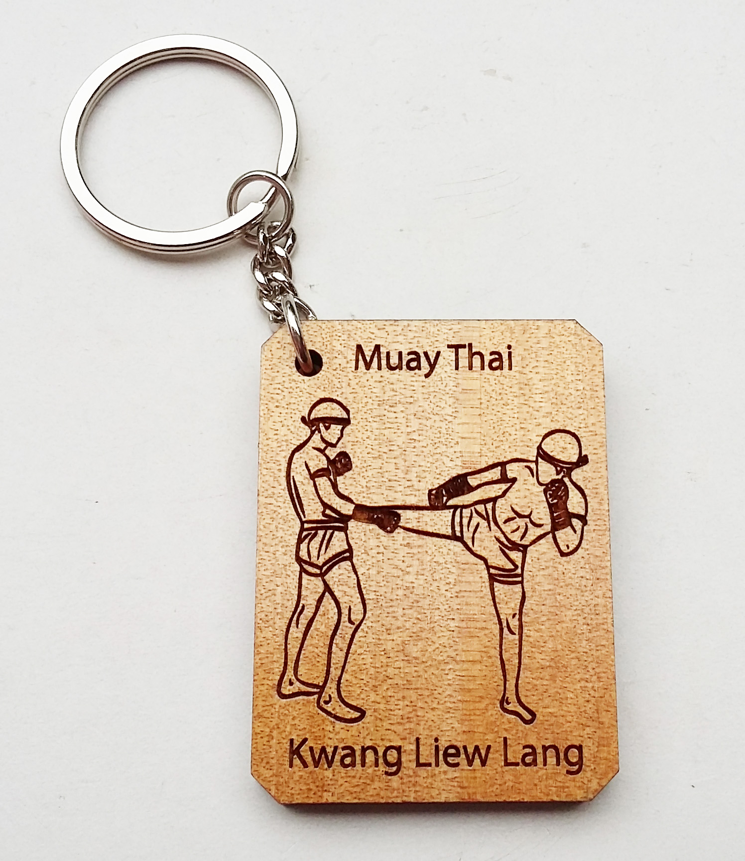 พวงกุญแจไม้แกะสลัก แม่ไม้มวยไทย-กวางเหลียวหลัง