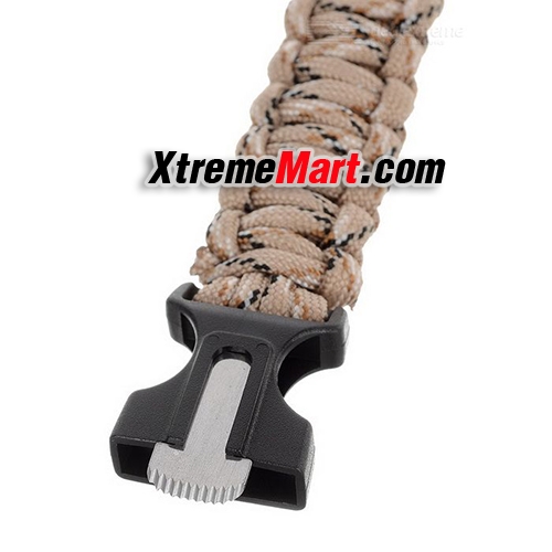 กำไลเชือกรัดข้อมือ สายรัดข้อมือ Paracord ช่วยชีวิต/กู้ภัย Paracord Survival Bracelet Fire Starter (ลายพรางสีน้ำตาลอ่อน)