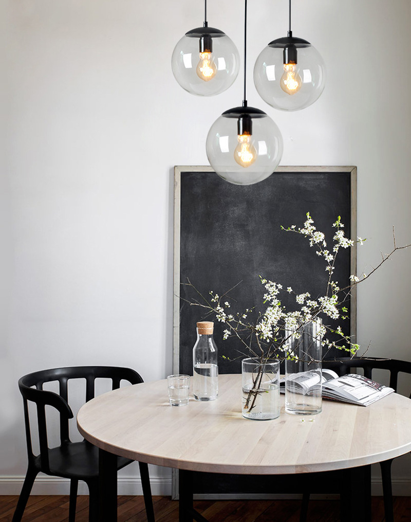 โคมไฟแขวนเพดานแก้วใสทรงกลมหัวเดี่ยว [SD9032]