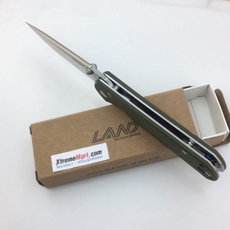 มีดพับ LAND 911 ด้ามสีเขียว ของแท้ 100% (เวอร์ชั่นหมุดสีเงิน) G10 ระบบ Ball bearing เปิด-ปิด ลื่นมาก Folding Knife
