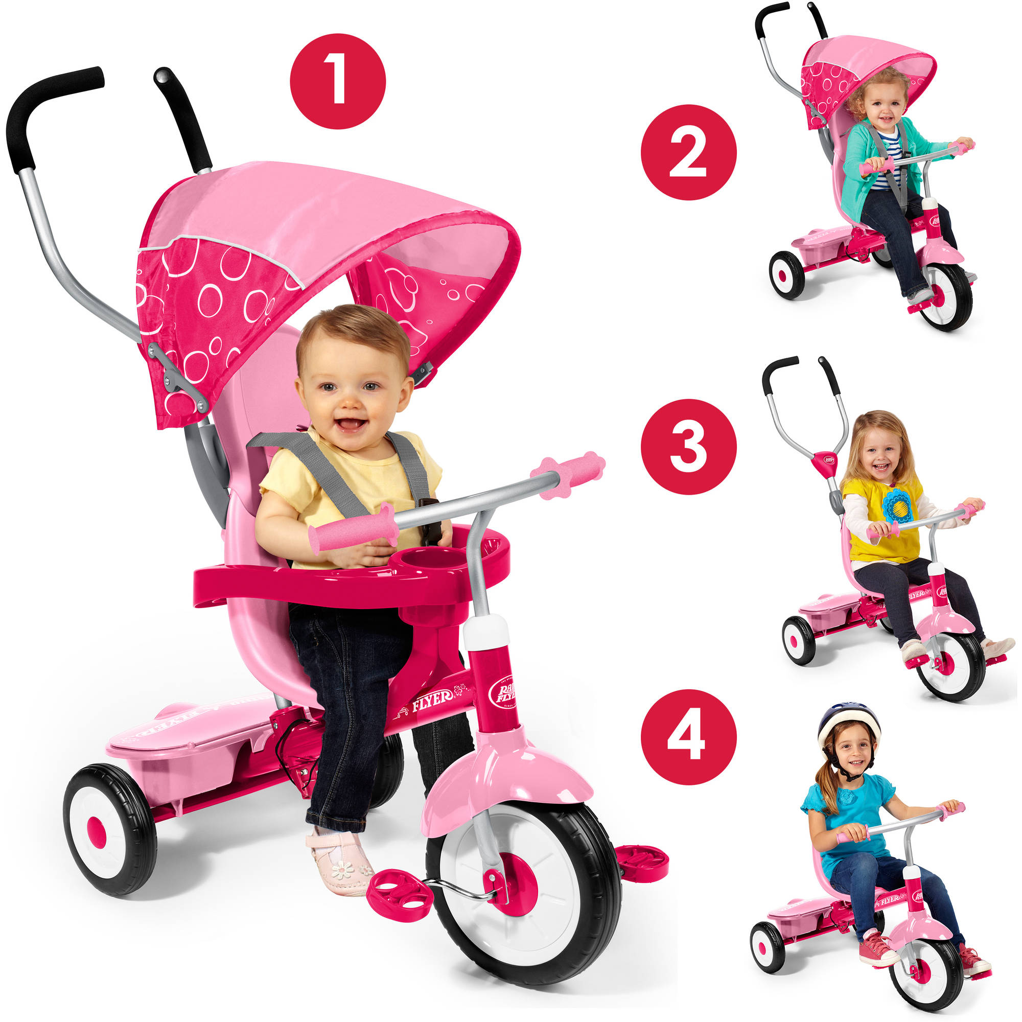 จักรยานสามล้อเอนกประสงค์ Radio Flyer 4-in-1 Stroll 'n Trike (Pink)
