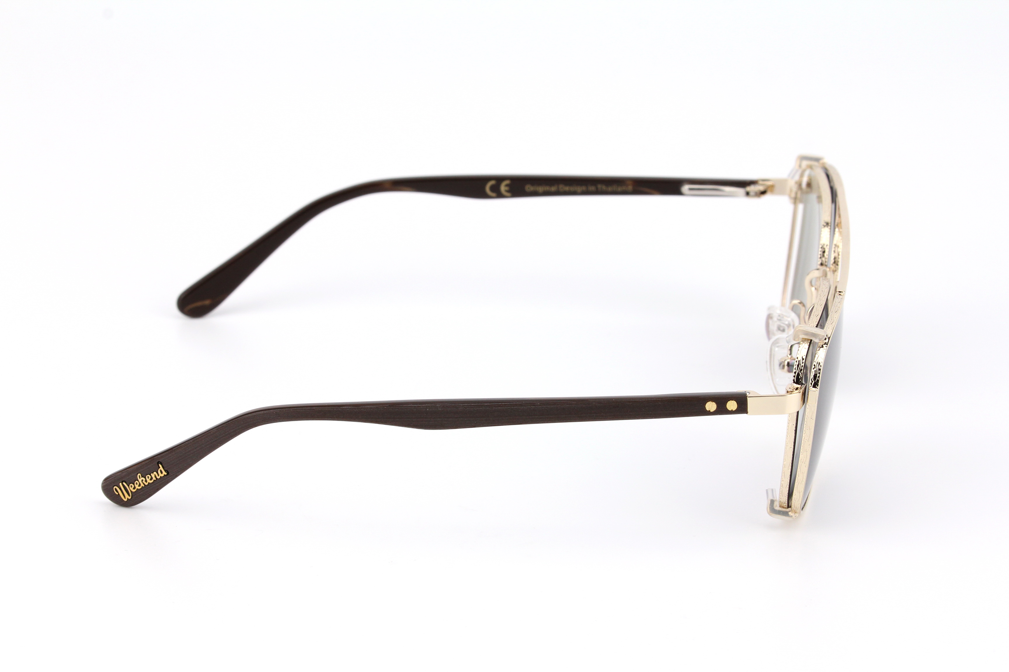 กรอบแว่นสายตาพร้อมคลิปกันแดด Weekend Square Gold