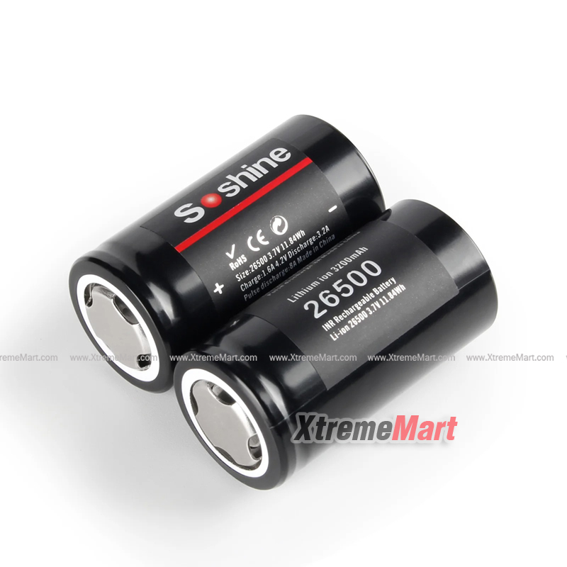 Soshine 26500 3.7 V 3200 mAh Lithium-ion rechargeable battery (ก้อนละ)