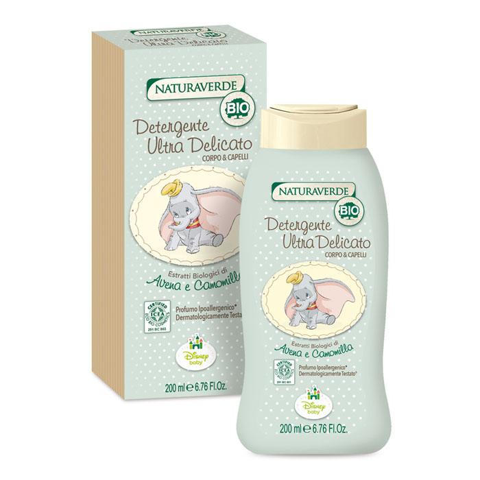 สบู่อาบน้ำและสระผมสูตรอ่อนโยนพิเศษ Naturaverde BIO รุ่น Ultra Delicate Body & Hair Wash (บรรจุ 200ml.)